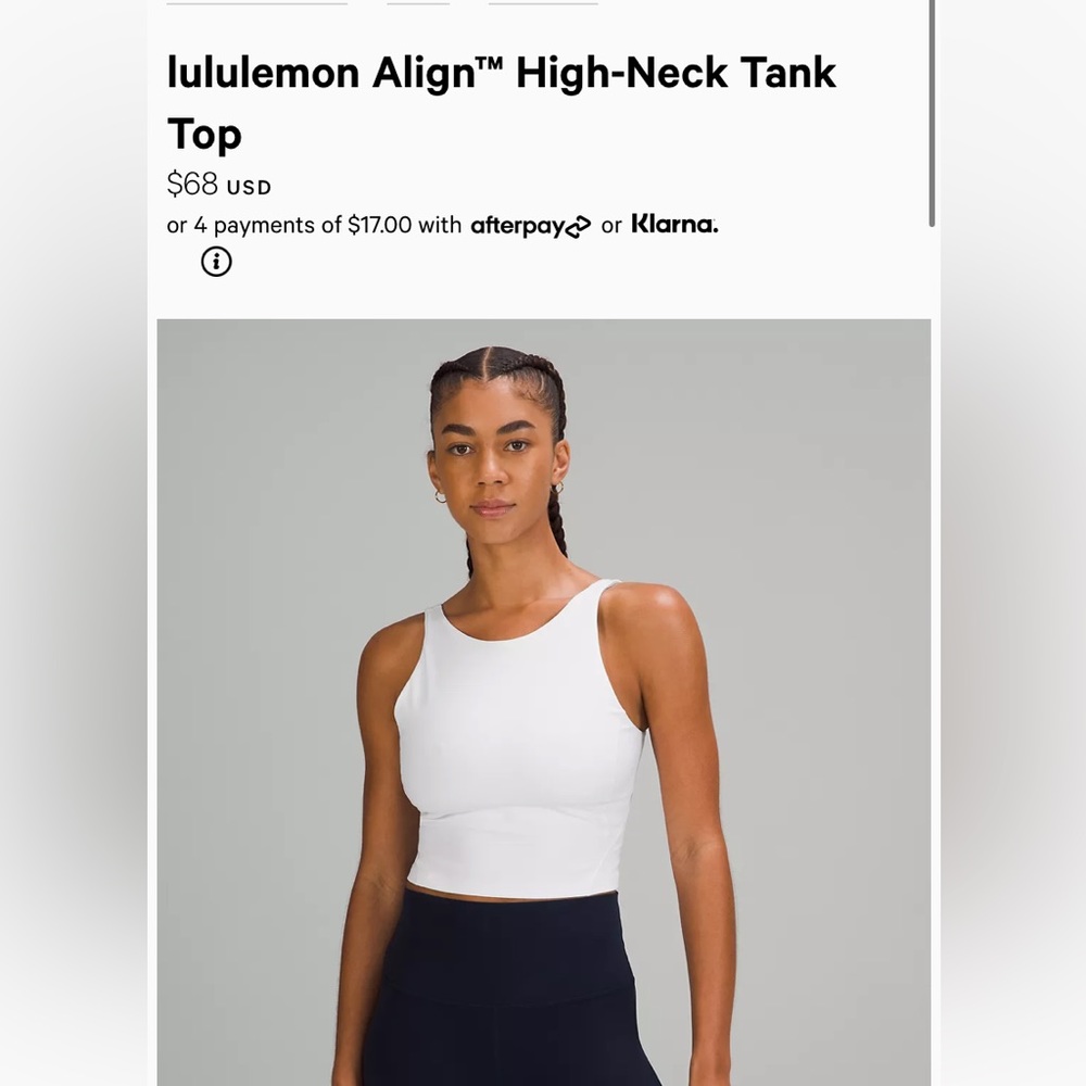 Lululemon align white high neck top size 6 like new